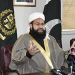 Special Representative to the Prime Minister for Religious Harmony & Islamic Countries and Chairman Pakistan Ullema Council Hafiz Tahir Mahmood Ashrafi addressing a press conference