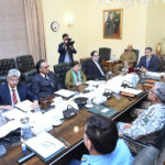 Caretaker Prime Minister Anwaar-ul-Haq Kakar chairs a meeting of the National Security Committee.