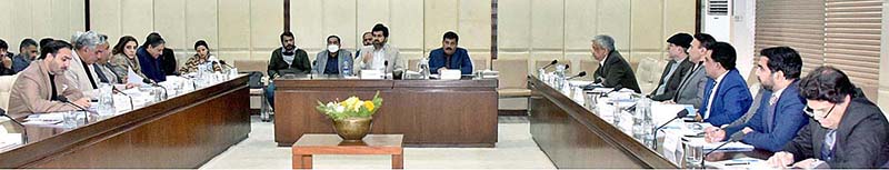 Chairman Senate Standing Committee on Commerce, Senator Zeeshan Khanzada presiding over a meeting of the committee at Parliament House