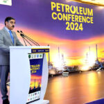 Caretaker Prime Minister Anwaar-ul-Haq Kakar addresses the participants of Petroleum Conference 2024