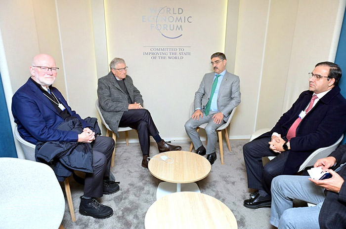 Co-Chair of Bill and Melinda gates Foundation, Bill Gates calls on Caretaker Prime Minister Anwaar-ul-Haq Kakar on the sidelines of the World Economic Forum.