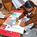 Students of Royal Cambridge School participating in painting competitions in connection with solidarity with the people of IOK on the eve of Kashmir Solidarity Day