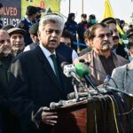 Caretaker Federal Minister for Information & Broadcasting, Murtaza Solangi leading Kashmir Solidarity Day Walk from Foreign Office Gate, Constitution Avenue to D-Chowk in front of Parliament House organized by Ministry of Kashmir Affairs and Gilgit-Baltistan