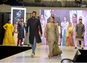 Models walk on the ramp during the BFW Bridal Fashion Walk at Local Marquee.