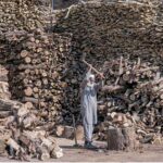 A worker busy in cutting woods into piece at Lethrar Road