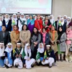 Secretary Information Ms. Shahera Shahid in a group photo with the participants of the Digital Photography and Painting Exhibition in connection of Kashmir Solidarity Day observes on 5th February organized by Department of Electronic Media and Publications at Information Services Academy
