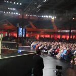 President Dr. Arif Alvi addressing the 5th edition of HUM Women Leaders Awards-2024 ceremony held at the Jinnah Convention Center