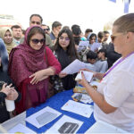 A large number of people visit stalls at expo ‘Eurovillage’ organized by European Union at Convention centre in the federal capital