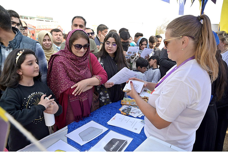 A large number of people visit stalls at expo ‘Eurovillage’ organized by European Union at Convention centre in the federal capital