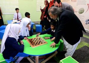Caretaker Federal Minister for Education, Professional Training Madad Ali Sindhi, visit during the Inauguration ceremony of Islamabad Model School (I-V) E-7 sector in Federal Capital