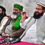 Special Assistant to the Prime Minister on Religious Harmony and Chairman Pakistan Ulema Council, Maulana Tahir Mehmood Ashrafi addressing a press conference at Maaz bin Jabal (Markazi Jamia Masjid) I-8/3.
