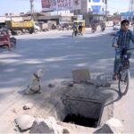 A view of on open main hole at Chungi No 9 needs attention of the concerned authorities.