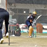 Players of Quetta Gladiators participating in a practice session for the next match against Multan Sultans during PSL-9 T20 match at Multan Cricket Stadium