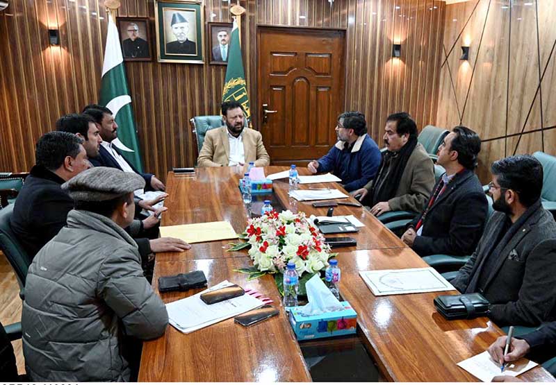 Chief Minister Gilgit-Baltistan Haji Gulbar Khan presiding over the meeting regarding the Chitral Express way at CM Secretariat