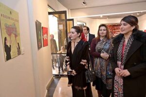 Mushaal Hussein Mullick, SAPM Human Rights and Women Empowerment visiting after inaugurate an Exhibition on Kashmir at National College of Arts