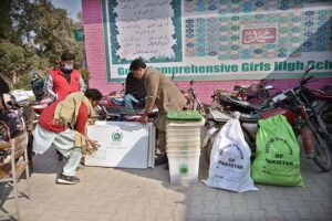 Polling staff receiving polling material at distribution Centre for General Elections 2024.