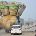 Truck on the way over loaded with chaff (husk of wheat) may cause any mishap and needs attention of concerned authorities at fateh chowk road