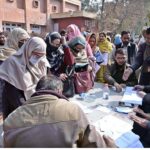 Polling staff receiving polling material at distribution Centre for General Elections 2024.