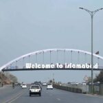 A beautiful view of board “Welcome to Islamabad” displayed at Srinagar Highway in Federal Capital