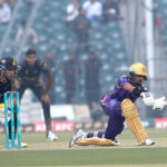Peshawar Zalmi batter Saim Ayub runs out by Rossouw during the Pakistan Super League (PSL) Twenty20 cricket match between Peshawar Zalmi and Quetta Gladiators at the Gaddafi Cricket Stadium