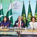 Mr.Murtaza Solangi, Federal Ministers for Information and Broadcasting addressing a press conference along with Special Secretary ECP, DG Political Finance, Spokesperson MoFA, EDG External Publicity Wing and PIO, MOIB