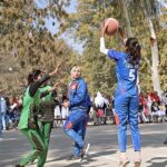 A view of basketball match played between Government Post Graduate College Chandni Chowk and Punjab College teams during Inter Colleges Basketball Tournament organized by Sargodha Education Board at Government Post Graduate College Chandni Chowk.