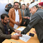 Former President of Pakistan and President PPPP Asif Ali Zardari cast his vote in a polling station during General Elections-2024