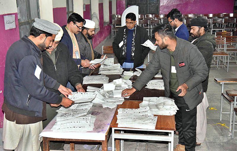 Voting is being counted at Government Sardar Schoo Garhi Shahul at polling station during the General Election-2024 in the City