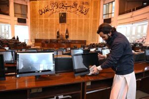 Whitewash, cleaning work starts at KP assembly building for a new assembly session 2024 scheduled for February 28.
