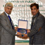 Honorable Chief Guest Mr. Murtaza Solangi, Caretaker Federal Minister of Information & Broadcasting, addressing at seminar on "Political participation and empowerment of Youth, women, transgender and cultural minorities" organized by PID