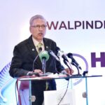 President Dr Arif Alvi addressing the National Health Summit on dental hygiene organized by the Rawalpindi Chamber of Commerce and Industry.