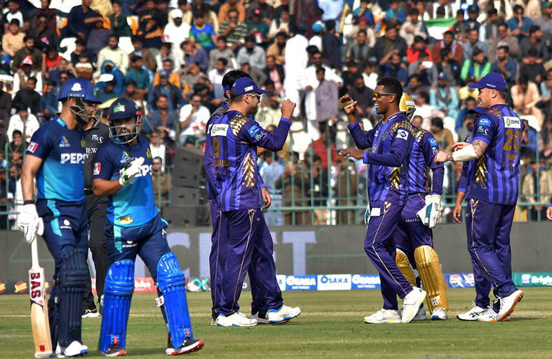 Quetta Gladiators wicketkeeper Sarfraz Ahmed successfully stump out attempts to the Multan Sultans batter Usman Khan during the PSL-9 T20 cricket match between Multan Sultans and Quetta Gladiators at the Multan Cricket Stadium