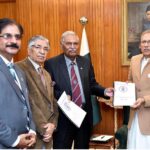 A delegation of Pakistan National Heart Association (PANAH) presenting a report on the activities and accomplishments of PANAH to President Dr Arif Alvi, at Aiwan-e-Sadr