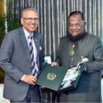 Federal Tax Ombudsman (FTO), Mr Asif Mahmood Jah, presenting FTO's Annual Report 2023 to President Dr Arif Alvi, at Aiwan-i-Sadr