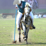 A tent pegger aiming his target in the Chief Minister Tent Pegging Championship 2024 organized by PHA