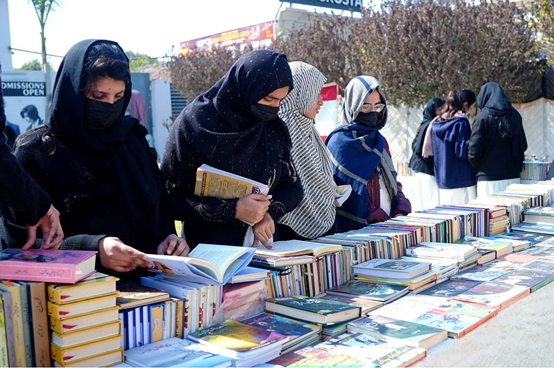 Students taking a keen interest in books during the Books Festival organized by Aspire Group of Colleges