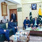 Prime Minister Azad Jammu and Kashmir Chauhdary Anwar ul Haq and Speaker Legislative Assembly Azad Jammu and Kashmir, Chauhdary Lateef Akbar called on Caretaker Prime Minister Anwaar-ul-Haq Kakar in Muzaffarabad