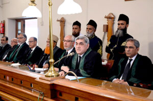 Chief Justice Sindh High Court Mr. Justice Aqeel Ahmed Abbasi speaking during  Full Court Reference on the eve of retirement of Mr. Justice Nadeem Akhtar Honable Senior Puisne Judge Sindh High Court at the Court room of  high court of Sindh Karachi.