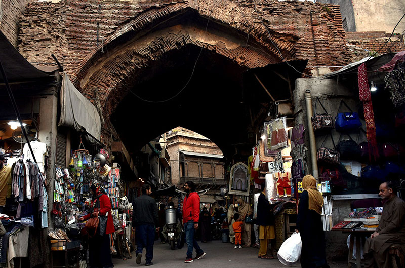 A deteriorated view of Chitta Gate in Kashmir Bazar, at Lahore's walled city. It was built in 1650 during Shah Jahan's rule and originally served as Lahore's 'Delhi Gate' during the Mughal era