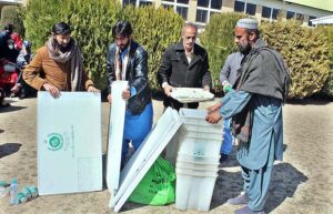 Polling staff receiving polling material at distribution Centre for General Elections 2024.