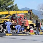 Workers busy repairing electricity supply line at Srinagar Highway in the Federal Capital.