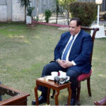 Former Member Norwegian Council Aamir Sheikh calls on President Azad Jammu and Kashmir Barrister Sultan Mahmood Chaudhry at Kashmir House.