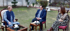 Former Member Norwegian Council Aamir Sheikh calls on President Azad Jammu and Kashmir Barrister Sultan Mahmood Chaudhry at Kashmir House.