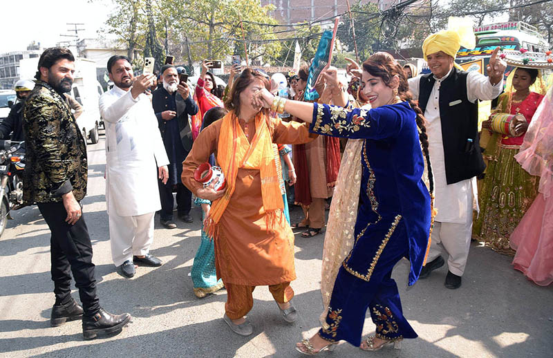 Women dancing on Punjabi song during Punjabi Language Day at Shimla Pahari Chowk