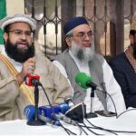 Special Assistant to Prime Minister Allama Tahir Ashrafi talking to the media at Jamia Islamia Manzoor Cantt
