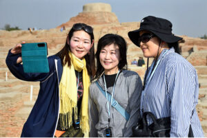 Delegation members of Japanese tourists visiting the world famous archeological site of Moen-Jo-Daro