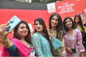 Women taking Selfie during winter Festival at Al Hamra Cultural Complex