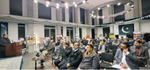 Ambassador of Pakistan to Japan Raza Bashir Tarar addressing the participants of the event on the occasion of Kashmir Solidarity Day