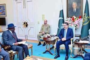 Chairperson of the Common Wealth Observer Group for General Election H.E Dr Goodluck Ebele Jonathan along with the delegation called on Caretaker Prime Minister, Anwaar-ul-Haq Kakar.