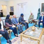 Chairperson of the Common Wealth Observer Group for General Election H.E Dr Goodluck Ebele Jonathan along with the delegation called on Caretaker Prime Minister, Anwaar-ul-Haq Kakar.